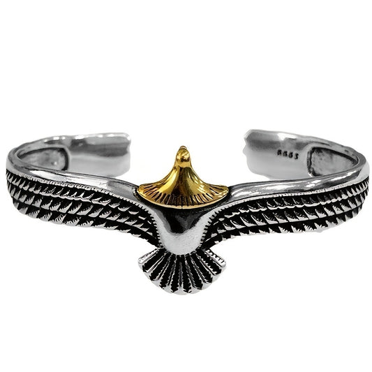 Punk Eagle Bangle Bracelet Flying Eagle Wings Unisex Boho Style Hand Jewelry For Women Men